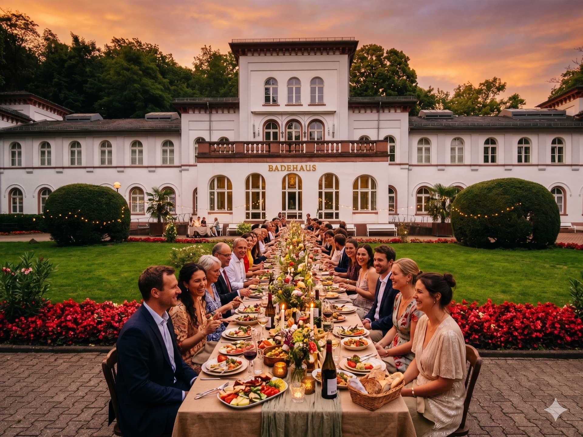 Das Badehaus in Bad Soden am Taunus bei Sonnenuntergang